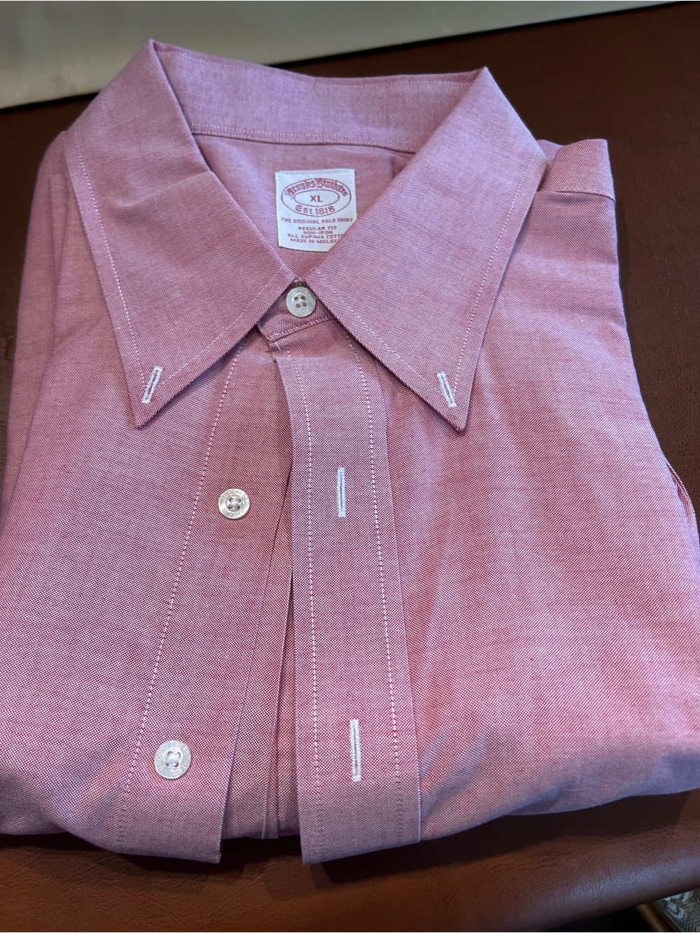Brooks Brothers Pink Dress Shirt with White Stitching